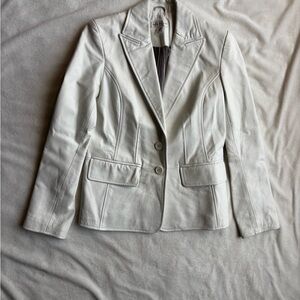 Vintage White Leather Blazer